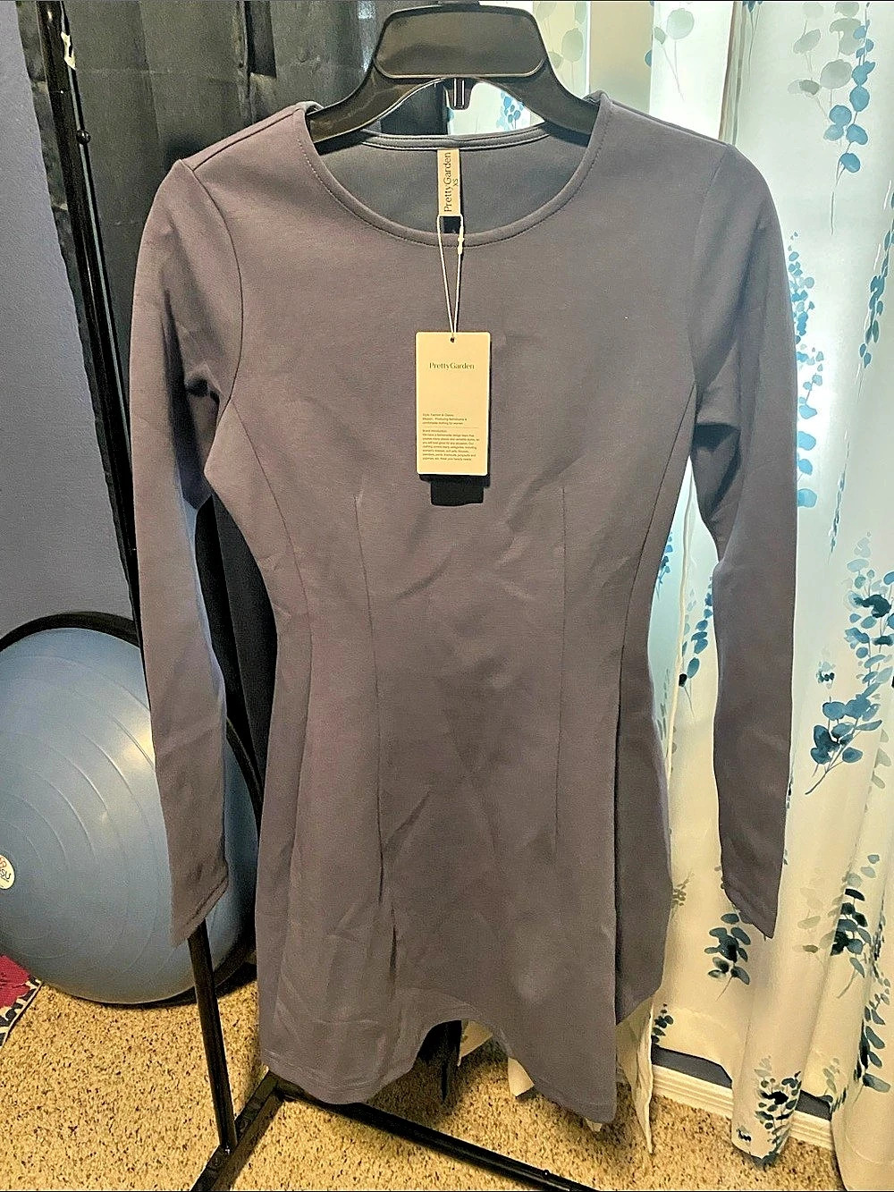 PrettyGarden Long Sleeve Mini Dress in Gray Size XS NWT